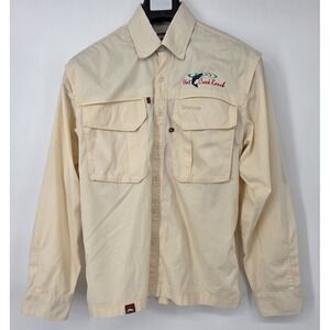Simms Fishing Shirt Men's Small Yellow Vented‎ Long Sleeve Button Down Logo